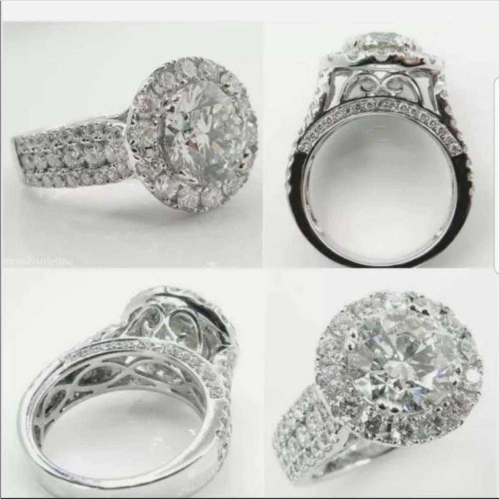 NEW 18K WHITE GOLD ROUND DIAMOND HALO RING💍 - Picture 3 of 4